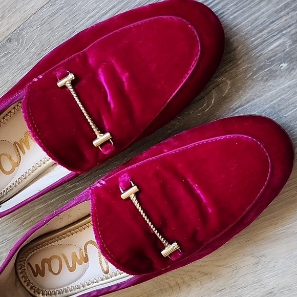 Sam Edelman Raspberry Velvet Loafers - Picture 2 of 12